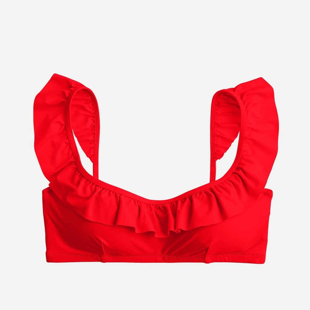 J.Crew Ruffle bikini top (red)